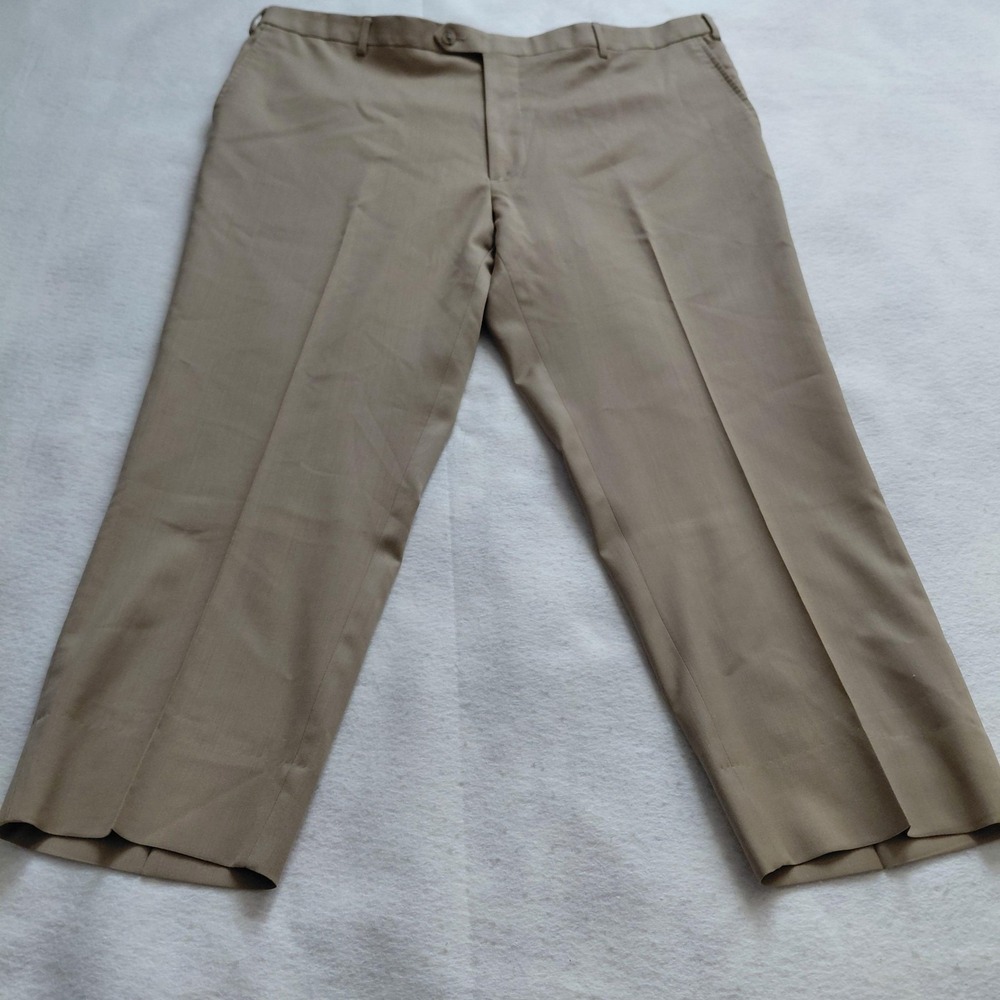 Awearness Kenneth Cole Mens Khaki Dress Pants 44 Beige Flat Front Business